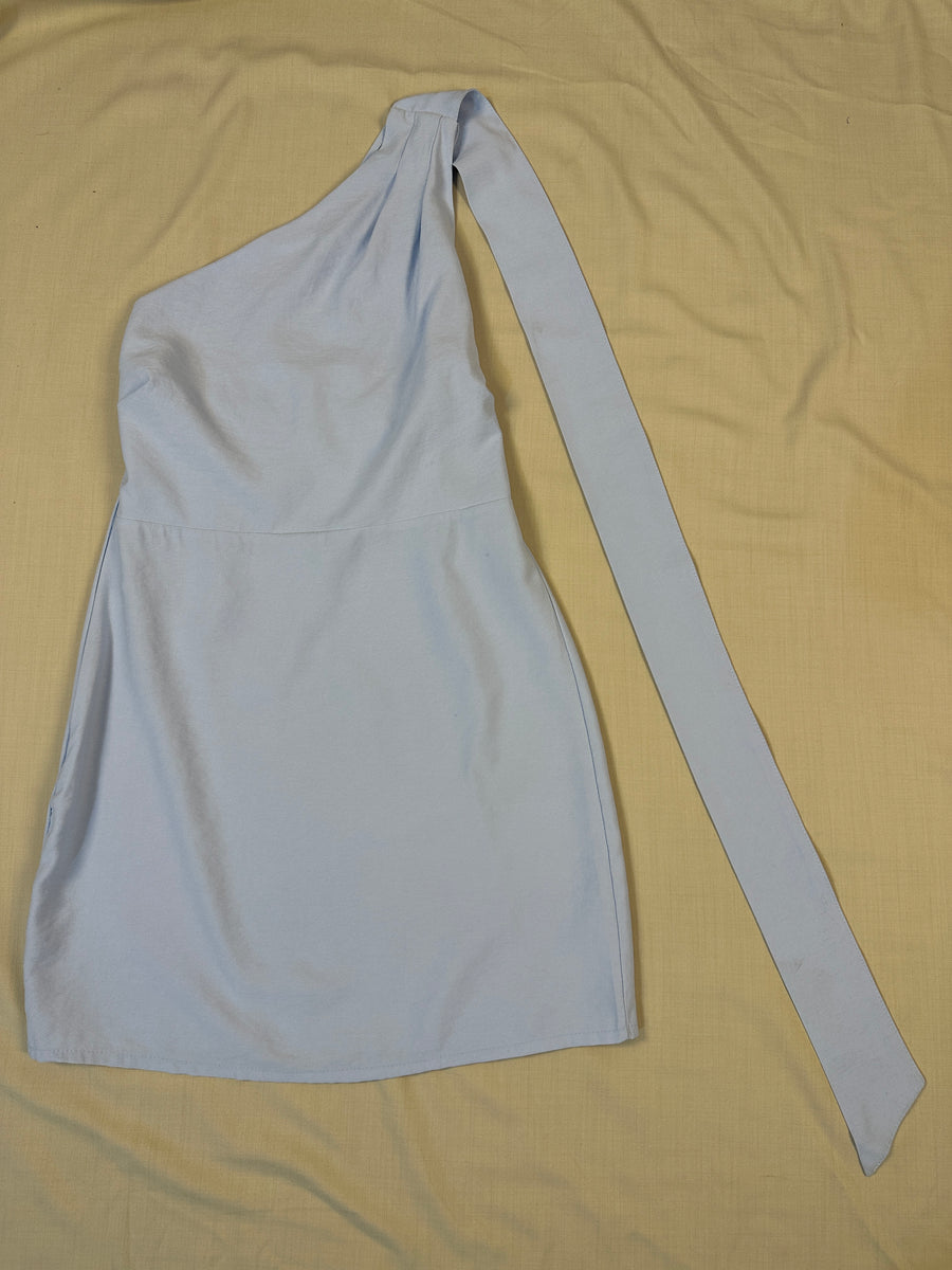 Vestido Curto Um Ombro Só c/ Faixa no Pescoço - Atacado