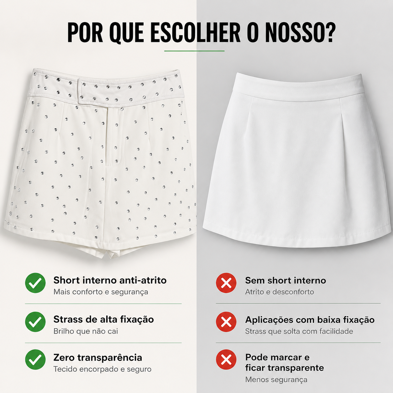 [Envio rápido]Shorts Saia Diamante em Alfafaitaria Premiumcom Cintura Alta e Detalhes Brilhantes paraMulheres Elegantes e Confortaveis