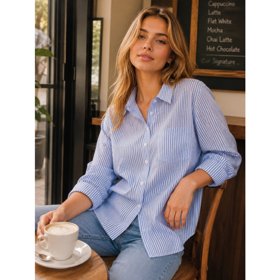 Camisa Listrada Estilo Parisiense - Clássico de Vendas