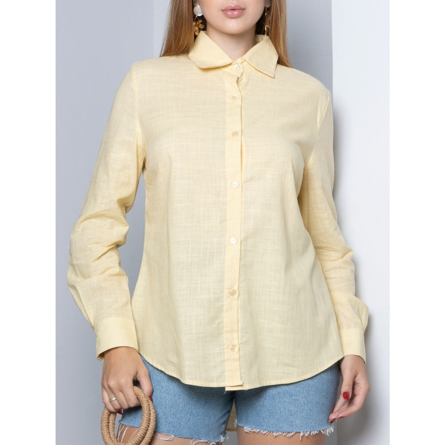 Camisa Feminina Aspecto Linho - Sucesso de Vendas