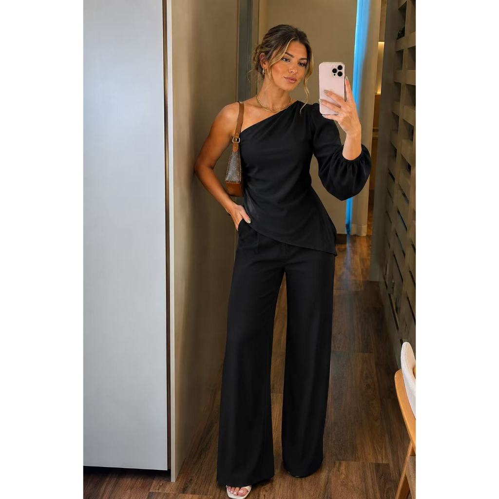 Conjunto Ombro Só Manga Longa e Pantalona - Look de Evento