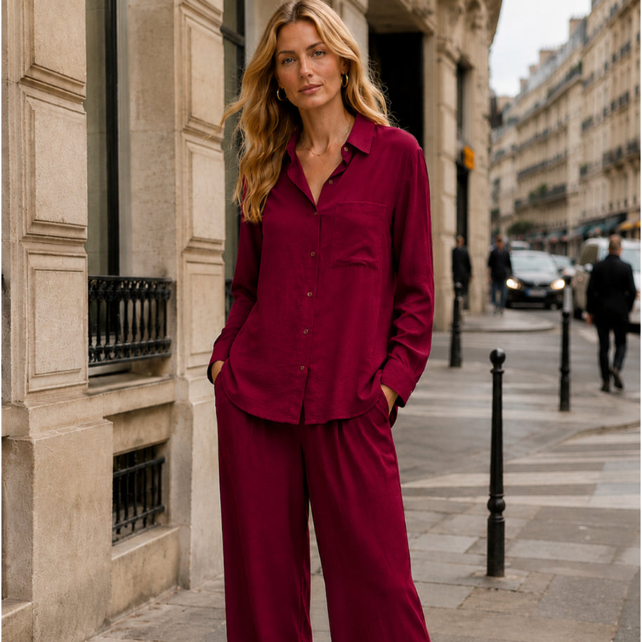 Conjunto Camisa e Calça Pantalona - Elegância e Conforto