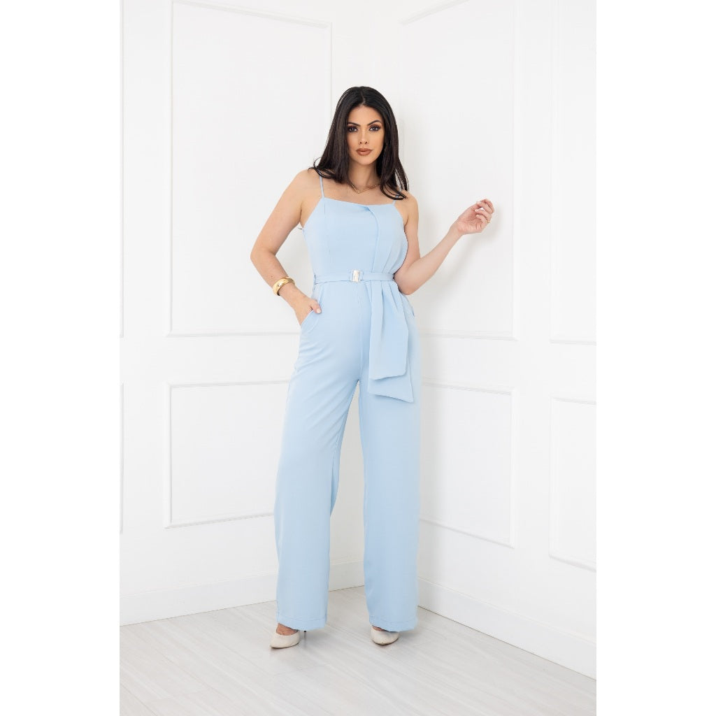 Macacão Longo Pantalona com Cinto - Elegância