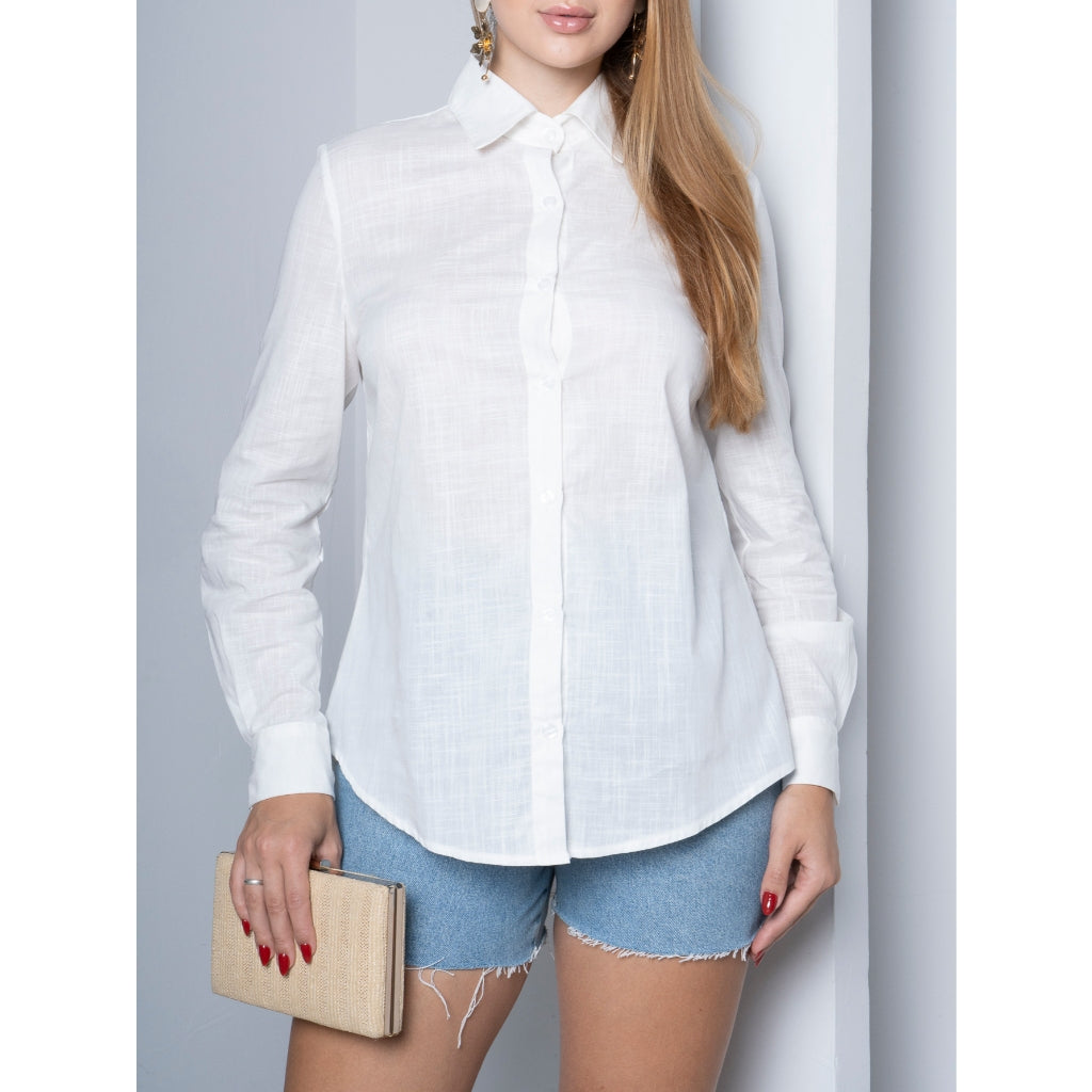 Camisa Feminina Aspecto Linho - Sucesso de Vendas