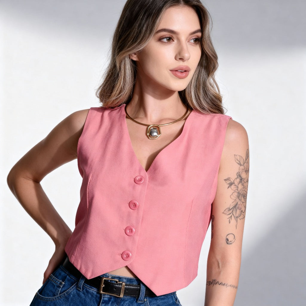 Colete Cropped Alfaiataria - Tendência Absoluta