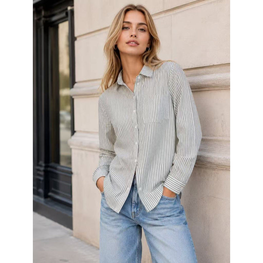 Camisa Listrada Estilo Parisiense - Clássico de Vendas