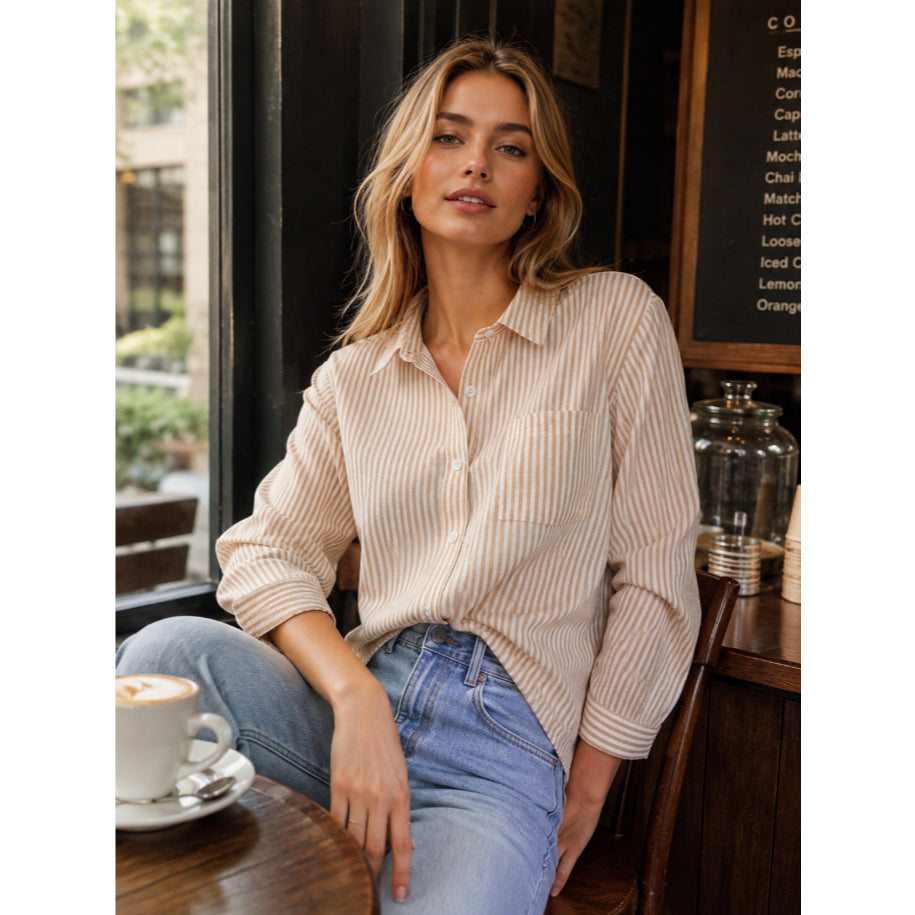 Camisa Listrada Estilo Parisiense - Clássico de Vendas