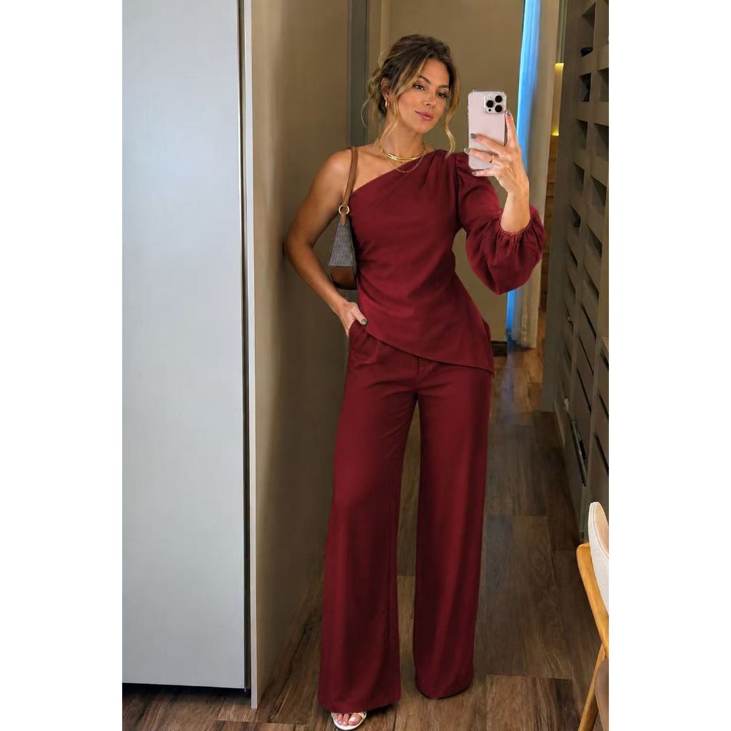 Conjunto Ombro Só Manga Longa e Pantalona - Look de Evento