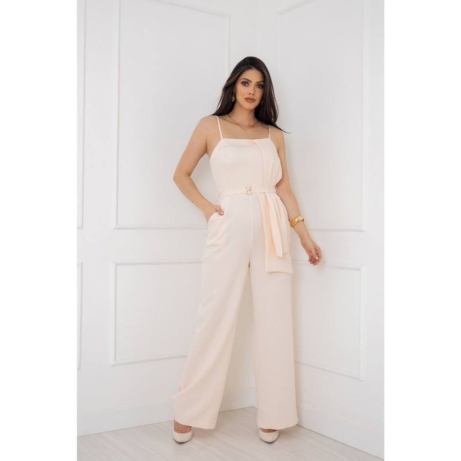 Macacão Longo Pantalona com Cinto - Elegância