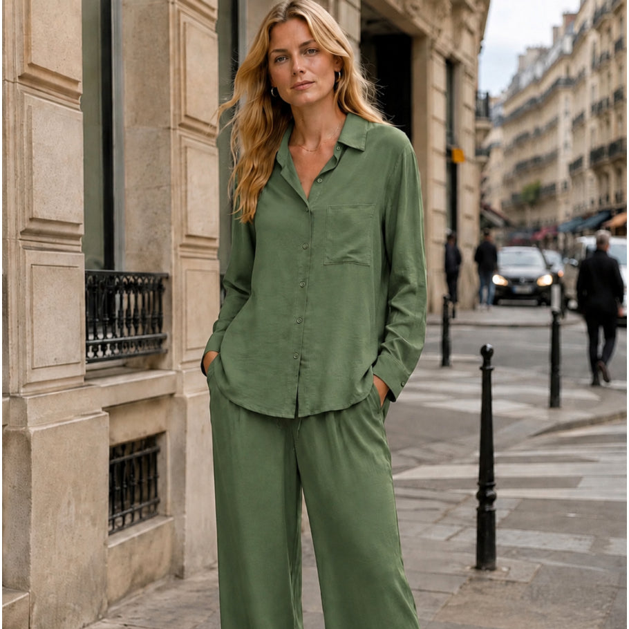 Conjunto Camisa e Calça Pantalona - Elegância e Conforto