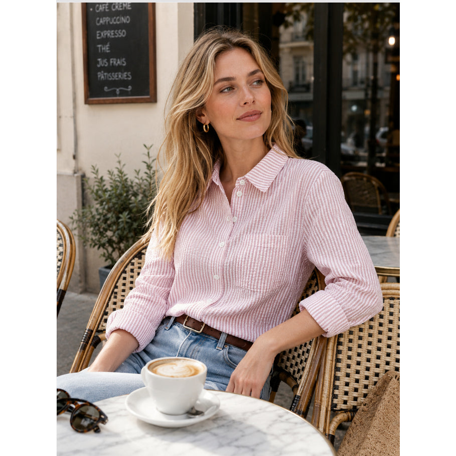 Camisa Listrada Estilo Parisiense - Clássico de Vendas