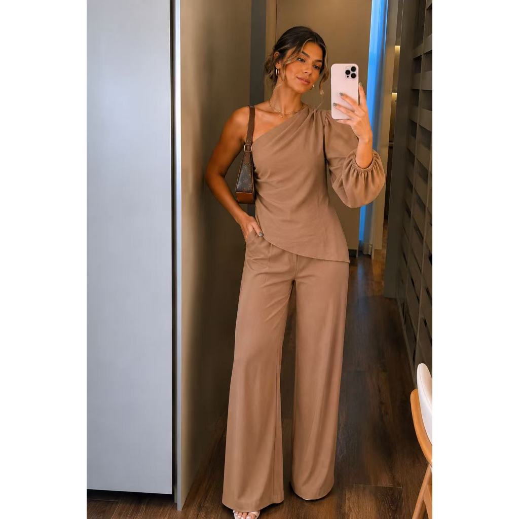 Conjunto Ombro Só Manga Longa e Pantalona - Look de Evento