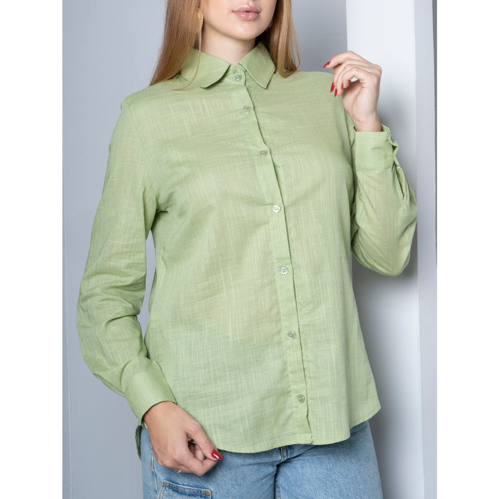 Camisa Feminina Aspecto Linho - Sucesso de Vendas