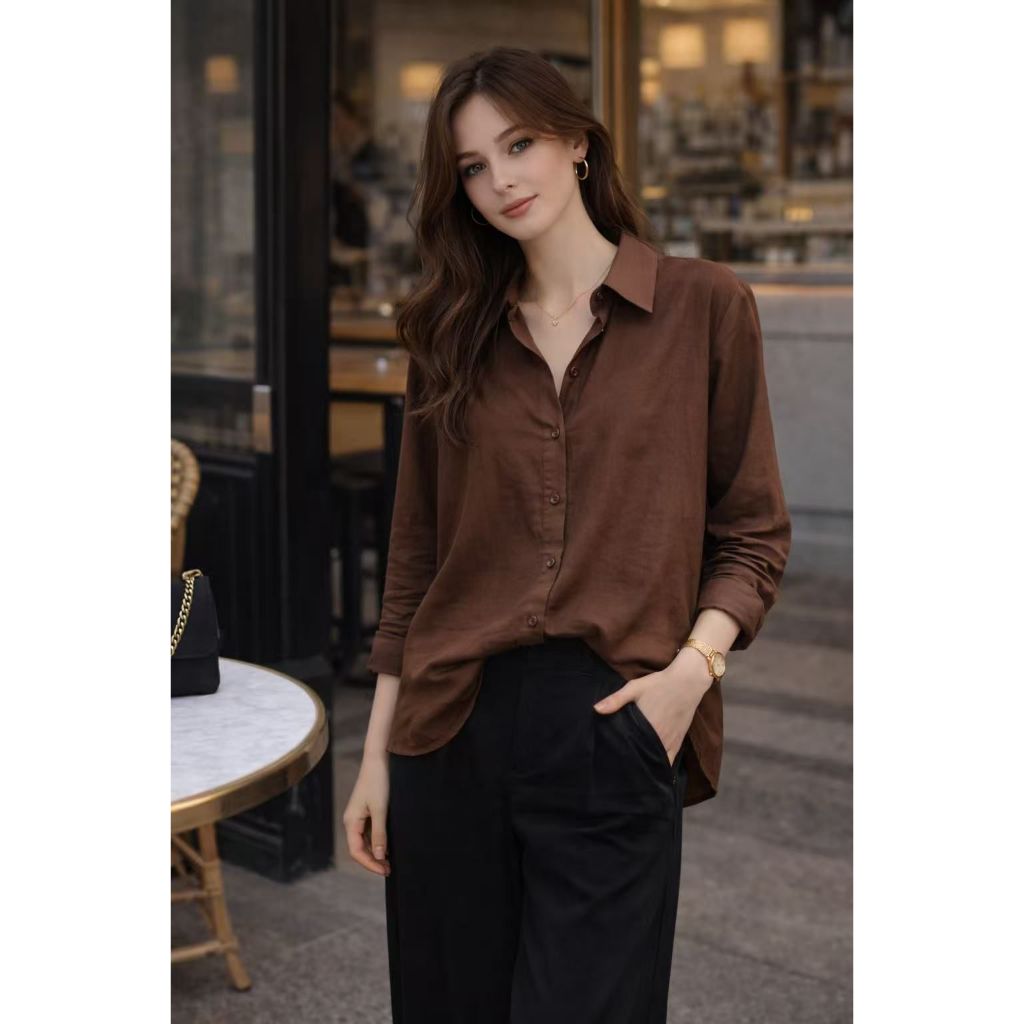Camisa Feminina Aspecto Linho - Sucesso de Vendas