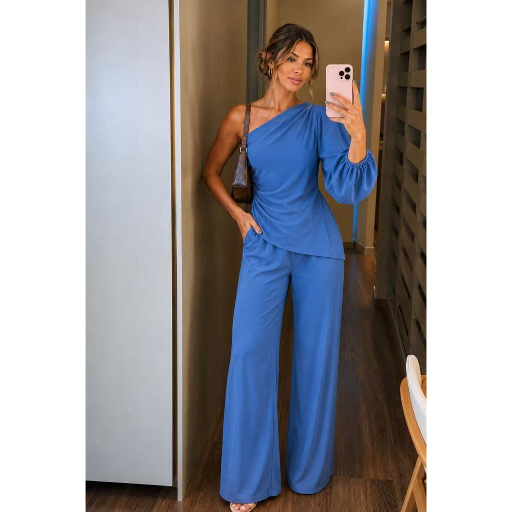 Conjunto Ombro Só Manga Longa e Pantalona - Look de Evento